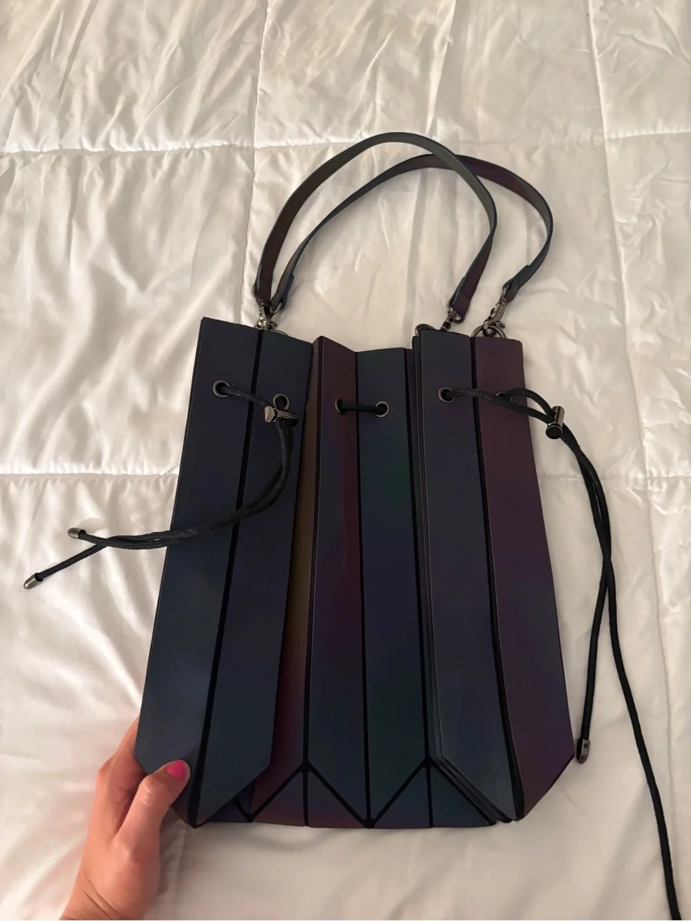 Vintage Y2K Purple Reflective Bucket Bag